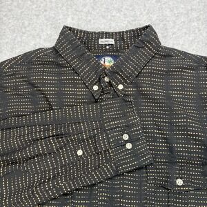 Reyn Spooner Shirt Mens XL Black Tan Dotted Tailored Fit Long Sleeve Button Down